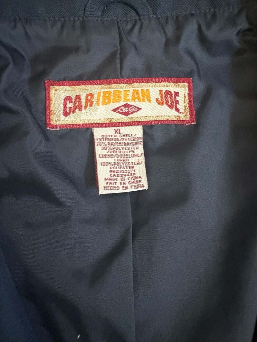 Caribbean Joe Men’s Navy Blue Two-Button Blazer Jacket Size XL - Picture 3 of 6